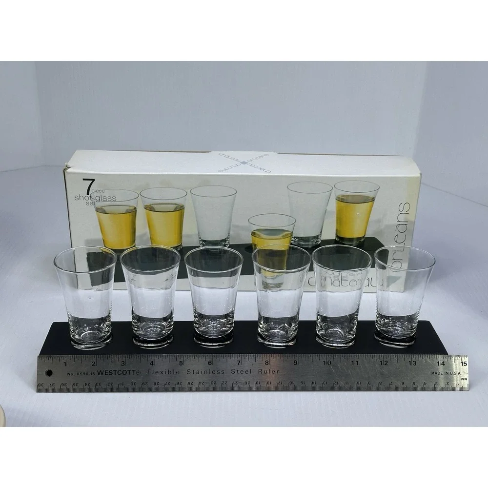 7 Piece HOME ESSENTIALS CHATEAU ORLEANS Shot Glass Set New in Box
